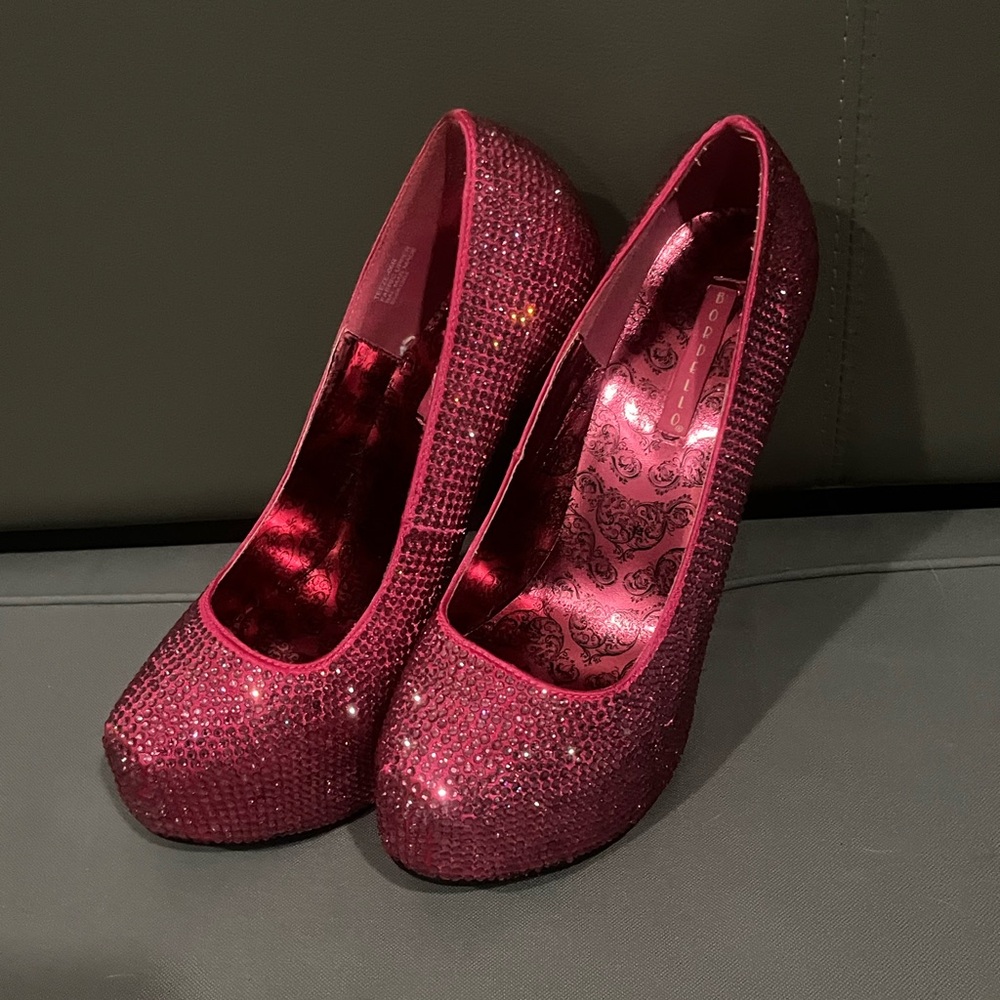 Bordello Teazer-O6R Rhinestone Platform Heels